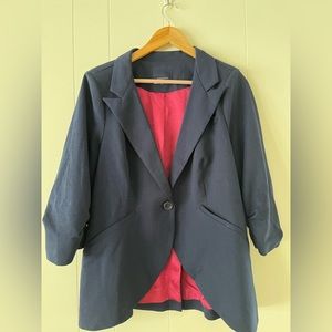 ModCloth ruched sleeve navy blazer